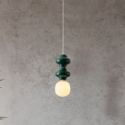 Nova Luce Clio - Hängelampe - Ø 18 x 215 cm - jaspis, weiß und Opalglas