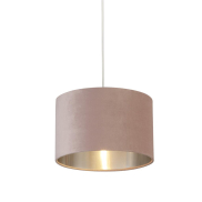 Searchlight Velvet Drum - Lampenschirm - Ø 28 x 18 cm - rosa und silber