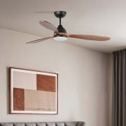 Faro Poros L - Deckenventilator mit Licht - Ø 132 cm - matt schwarz und walnuss