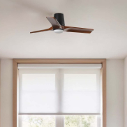 Faro Heywood Tub S - deckenventilator mit licht - Ø 90 - matt schwarz und walnuss