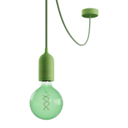 Creative Cables Eiva Pastel - Außen-Pendelleuchte mit Silikon-Deckenhalterung - Ø 12,5 x 514,5 cm - IP65 - soft green