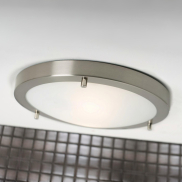 Nordlux Ancona Maxi - Deckenleuchte - Ø 31,5 x 8 cm - IP44 - gebürsteter Stahl und Opalweiß