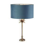 Searchlight Palm - Tischleuchte - Ø 38 x 65 cm - antik nickel und blau-grün