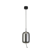 Searchlight Lisbon - Pendelleuchte - Ø 18 x 150 cm - 6W LED inkl - schwarzes und geräuchertes Glas