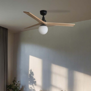 Faro Klim M - Deckenventilator mit Licht - Ø 125 cm - matt schwarz und Kiefer