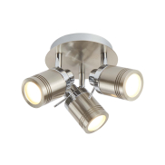 Searchlight Samson - Aufbaustrahler 3L - Ø 28 x 16 cm - IP44 - satiniert silber