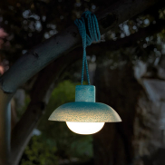 New Garden Syros - Hängeleuchte mit wiederaufladbarem Akku und Fernbedienung - Ø 20 x 9,5 cm - 9W dimmbare LED inkl. - IP54 - Recyceltes Blau