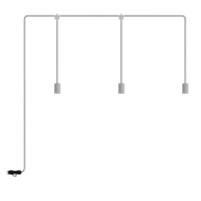 Creative Cables Eiva E-snake - tragbare Lichtgirlande - 2,7 Meter Gesamtlänge - 3 x Eiva 3-fach E27 Fassung mit Silikonkabelhalter - IP65 - gletschergrau