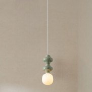 Nova Luce Clio - Hängelampe - Ø 18 x 215 cm - grün, weiß und Opalglas