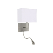 Searchlight Wall - Wandleuchte mit Doppelschalter - 20 x 25,5 cm - 1W LED inkl. - Nickel matt