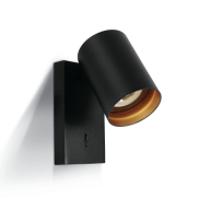 ONE Light Retro GU10 Spots - Wandleuchte mit Schalter - 7 x 13 x 2 cm - schwarz