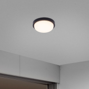 Nova Luce Reo - Außen-Deckenleuchte - Ø 23,5 x 7,5 cm - 19W LED inkl. - IP65 - Sand schwarz