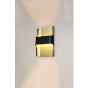 Artdelight Dallas - Wandleuchte - 16 x 7,8 x 24 cm - 2 x 8W dimmbare LED inkl - IP65 - schwarz & matt gold