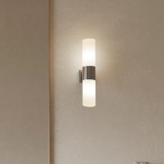 Nordlux Tangens - Wandleuchte - 31 x 6 cm - IP44 - gebürsteter Stahl und Opalweiß