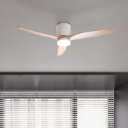 Nova Luce Aloa - Deckenventilator mit Licht und Fernbedienung - Ø 132 x 27,5 cm - 18W LED inkl. - Sand Weiß und Naturholz