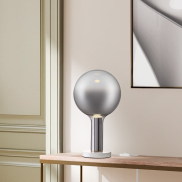 Nova Luce Nostos - Tischleuchte - Ø 20 x 35 cm - 3W dimmbar LED inkl. - rauchiges Glas und Gold