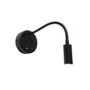 Artdelight Flex-USB - Wandleuchte mit Schalter und USB-Anschluss - Ø 11 x 34 cm - 3W LED inkl. - schwarz