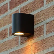 Lucide Zaro Round - Außenwandleuchte - 7,8 x 6,8 x 10 cm - IP44 - schwarz