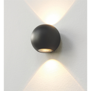 Artdelight Denver - Außenwandleuchte - Ø 10 cm - 2 x 4W dimmbare LED inkl. - IP54 - schwarz