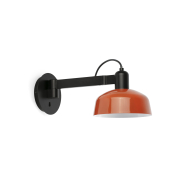 Faro Tatawin - Wandleuchte - Ø 18,4 x 38 x 15 cm - schwarz satiniert und rötlich orange glänzend