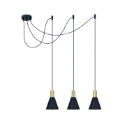 ONE Light E27 Pendelleuchte Cones - Hängeleuchte - Ø 15,3 x 222,8 cm - Messing gebürstet und schwarz