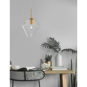 Nova Luce Prisma - Pendelleuchte - Ø 23 x 122 cm - gold und transparent