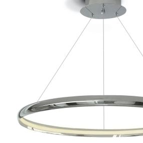 ONE Light LED Pendelleuchte Rings - Hängeleuchte - Ø 60 x 150 cm - 19W LED inkl. - Chrom