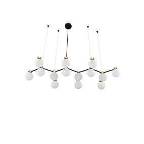 Nova Luce Ovalino - Hängelampe - 107 x 157 x 47 cm - gold satiniert, matt schwarz und Opal weiß