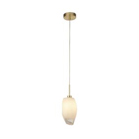 Searchlight Rocky - Hängeleuchte - Ø 11 x 120 cm - Messing satiniert und weiß