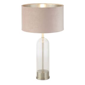 Searchlight Oxford - Tischleuchte - Ø 38 x 51 cm - Nickel satiniert, silber und rosa