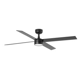 Faro Rudder L 4 - deckenventilator mit licht und fernbedienung - Ø 132 x 27,6 cm - matt schwarz und dunkles walnussholz