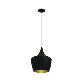 ONE Light Retro Pendelleuchten - Hängeleuchte - Ø 24 x 190 cm - schwarz und messing