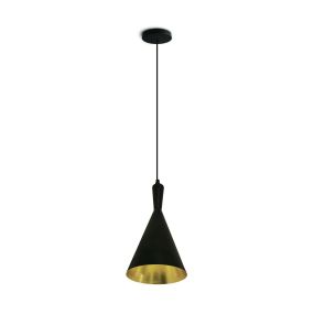 ONE Light Retro Pendelleuchten - Hängeleuchte - Ø 18,5 x 198 cm - schwarz und Messing