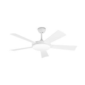 Faro Saona - Deckenventilator mit Licht und Fernbedienung und Timer - Smart Fan - Ø 132 cm - 24W dimmbare LED inkl. - matt weiß