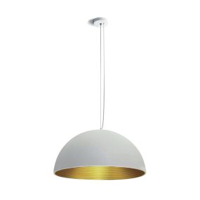 ONE Light Bowl Shade Pendelleuchte - Hängeleuchte - Ø 60 x 190 cm - Weiß und Messing