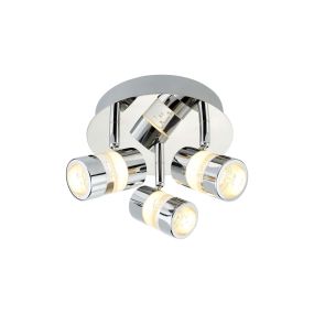 Searchlight Bubbles - Aufbaustrahler 3L - Ø 28 x 15,5 cm - 3 x 4,5W dimmbare LED inkl. - IP44 - Chrom