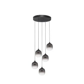 Nova Luce Kita - Hängelampe - Ø 43 x 150 cm - 28W LED inkl. - Sand Schwarz und rauchglas