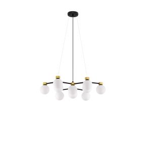 Nova Luce Ovalino - Hängelampe - Ø 66 x 148 cm - gold satiniert, matt schwarz und Opal weiß