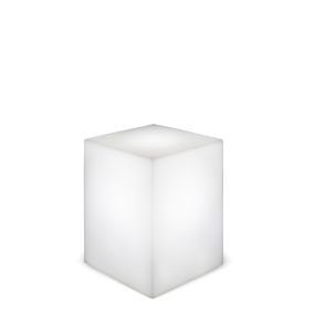 New Garden Cuby 53 - solarbetriebene wiederaufladbare Tischleuchte mit Fernbedienung - 53 x 43 x 43 cm - 1W RGB LED inkl. - IP65 - weiß