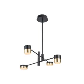 Maxlight Puma - Pendelleuchte - Ø 82 x 74 cm - 4 x 7W LED inkl - schwarz und gold