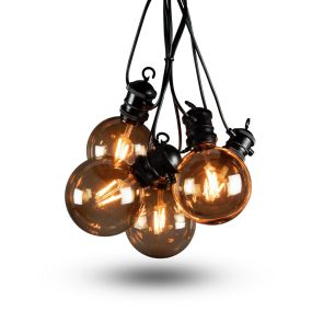 Konstsmide - dekoratives Partylichtset mit Dimmfunktion und austauschbaren LED - 4,5m Länge mit 10m Kabel - 10 LED Birnen inkl. - 7W - IP44 - braun