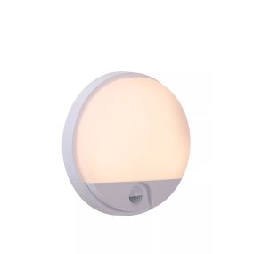 Lucide Hups IR - Außenwandleuchte mit Sensor - Ø 21 x 4,9 cm - 10W LED inkl. - IP54 - weiß
