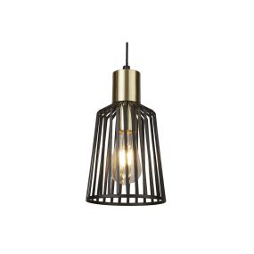 Searchlight Bird Cage - Pendelleuchte - Ø 16 x 150 cm - mattschwarz