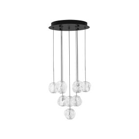 Nova Luce Ifos - Hängelampe - Ø 40 x 220 cm - 48W dimmbar LED inkl. - Sand Schwarz und verchromtes Metall