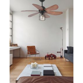 Faro Chicago - Deckenventilator mit Licht und Fernbedienung - Ø 91,5 cm - dunkelbraun und schwarz