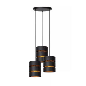 Lucide Rosas - Pendelleuchte 3L - Ø 43 x 165 cm - Schwarz und Messing