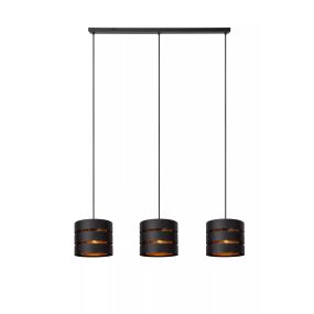 Lucide Rosas - Pendelleuchte 3L - 130 x 26 x 152 cm - Schwarz und Messing