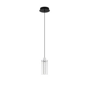 Nova Luce Lune - Hängelampe - Ø 14 x 210 cm - 9W dimmbar LED inkl. - Sand Schwarz und chroom