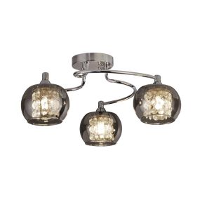 Searchlight Lovell - Deckenleuchte - Ø 40 x 18 cm - Chrom und Rauchglas