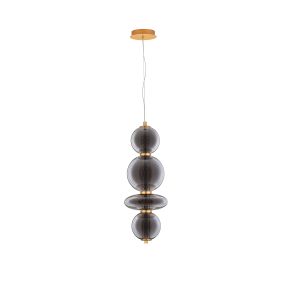 Nova Luce Navi - Hängelampe - 17 x 22 x 200 cm - 20W LED inkl. - Messing gold und rauchgrau